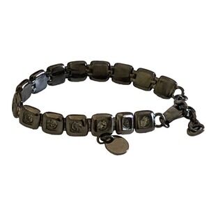 DYRBERG / KERN CRYSTAL BRACELET Dark Gray Link Silver Jewelry Designer
